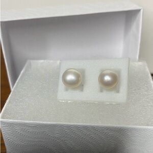 Genuine Pearl Stud Earrings